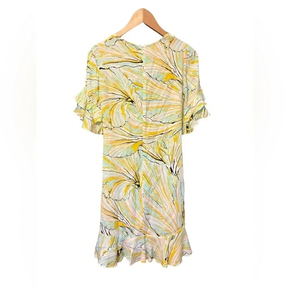 Diane Von Furstenberg Annalyse Shift Crepe Slip Bell Sleeve Yellow Dress XXS - Picture 3 of 5